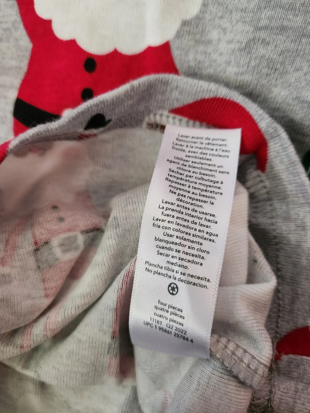 Carter's Gray And Red Santa Print Kids Pajama Set Of 4-piece Size 12M Unisex